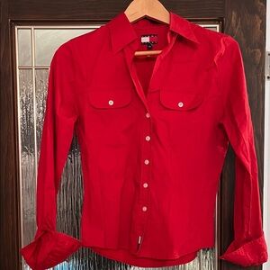 Tommy Hilfiger Vibrant Red Long Sleeve Shirt
